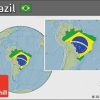 Flag location map of Brazil, savanna style outside, hill shading outside.
