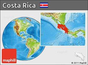 Physical location map of Costa Rica.