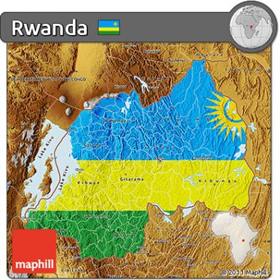 Rwanda map and flag