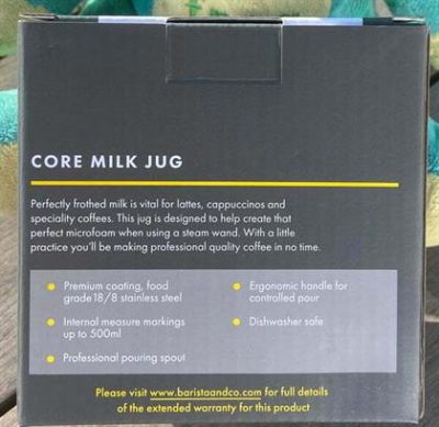 Barista & Co Core Milk Pitcher 600ml Box Features